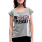 In english please - Frauen T-Shirt mit gerollten Ärmeln - Grau meliert