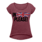In english please - Frauen T-Shirt mit gerollten Ärmeln - Bordeauxrot meliert