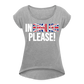 In english please! (weiß) - Frauen T-Shirt mit gerollten Ärmeln - Grau meliert