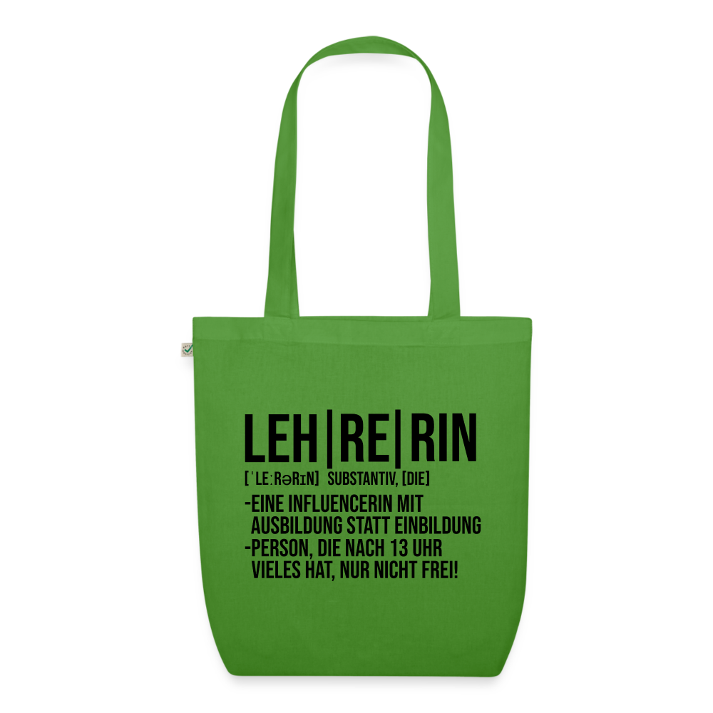 Leh-re-rin (schwarz) - Bio-Stoffbeutel - Blattgrün