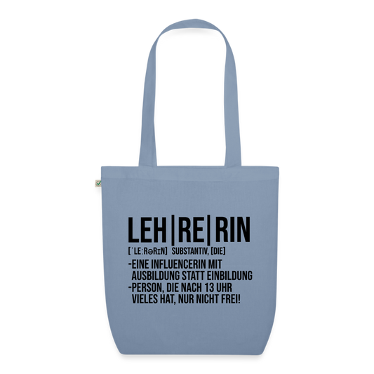 Leh-re-rin (schwarz) - Bio-Stoffbeutel - Blaugrau