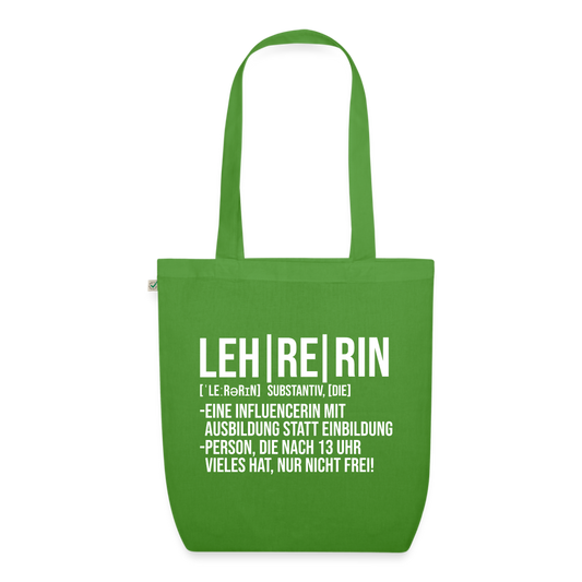 Leh-re-rin (weiß) - Bio-Stoffbeutel - Blattgrün