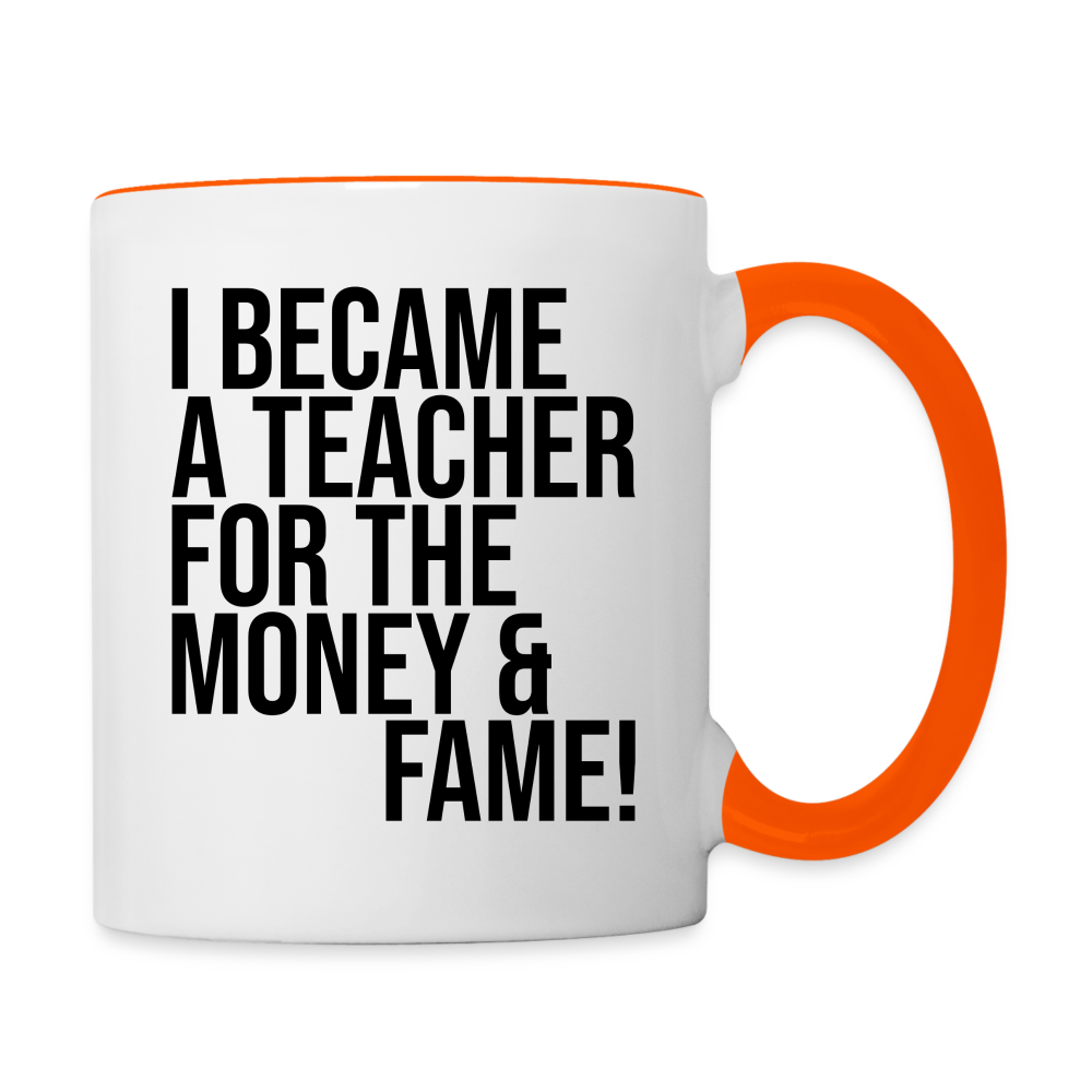 Money & Fame - Tasse zweifarbig - Weiß/Orange