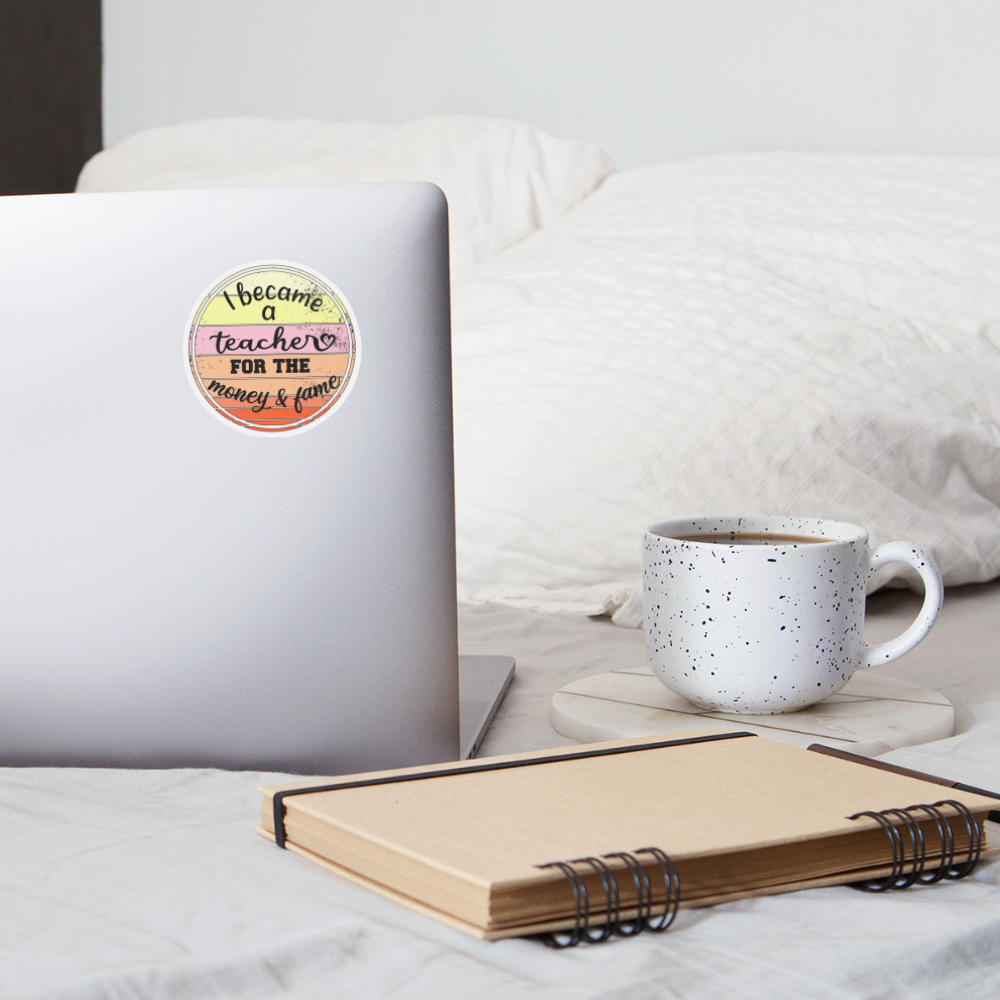 Money & Fame! - Sticker rund - Mattweiß